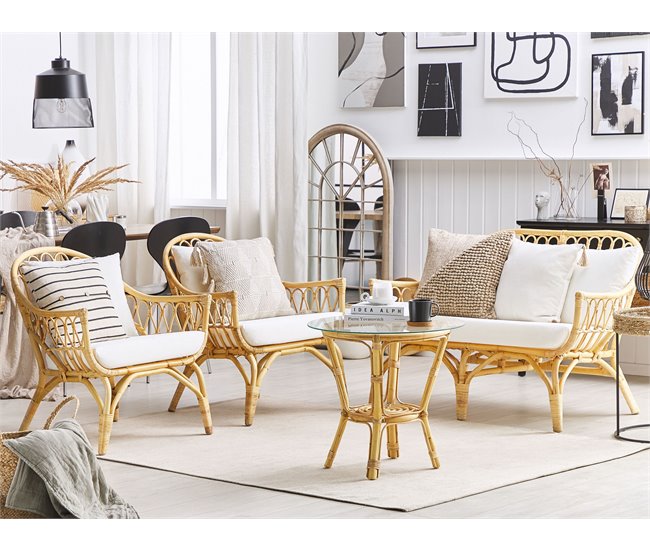 Beliani Conjunto lounge Rattan/vime SIBARI Bege