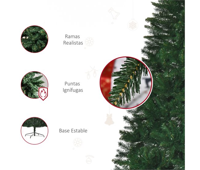 Árvore de Natal Artificial 240cm PVC, Aço HOMCOM, casa - natal Verde