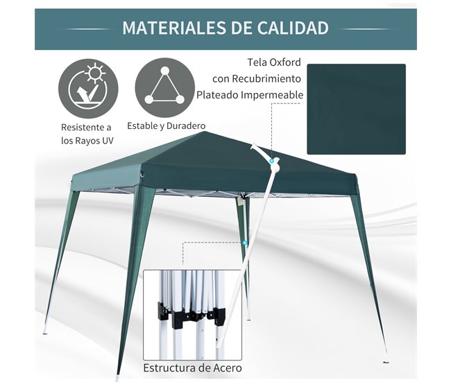 Tenda Dobrável Aço e Tecido Oxford Outsunny 240x240 Verde