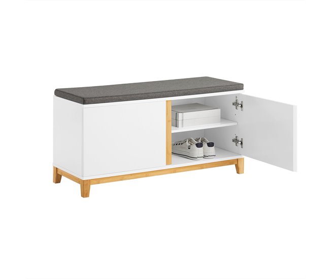 Banco para sapatos com 2 portas FSR117-W SoBuy Branco