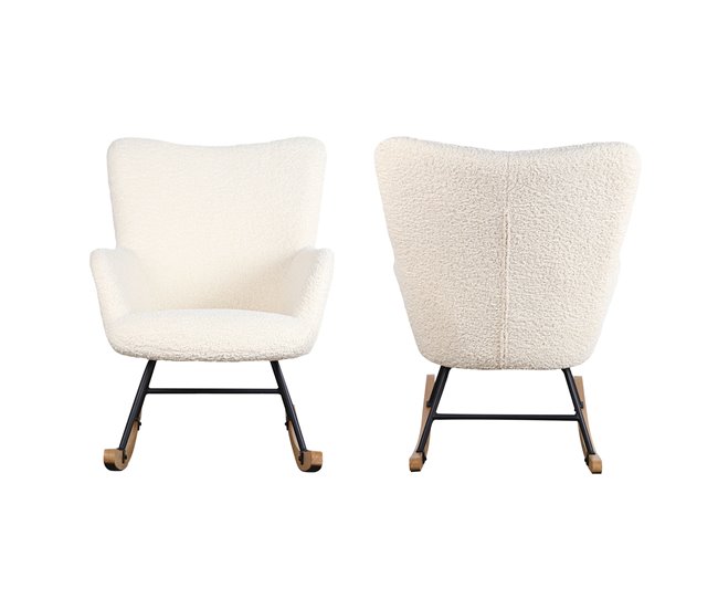 Silla mecedora en tejido bouclette KAIRA Bege