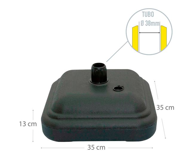 Pé de plástico para guarda-sol 12 kg de jardim ativo Preto