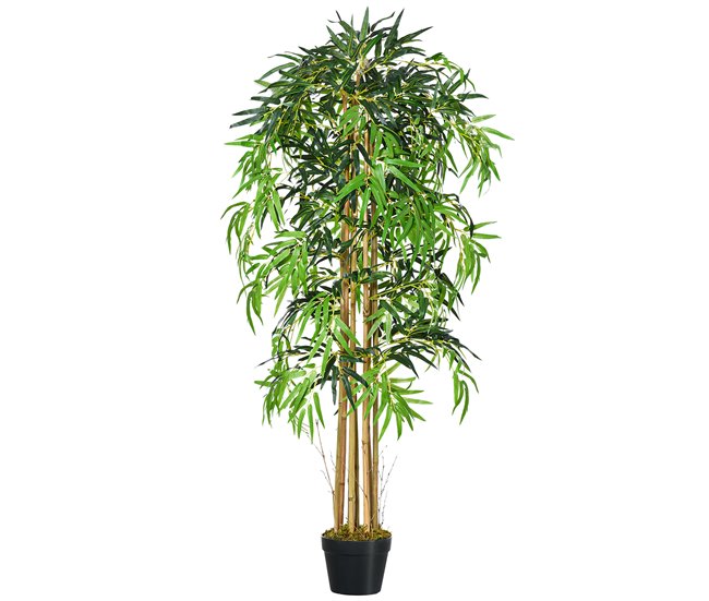 Árvore de bambu artificial PE, PP, Cimento Outsunny Verde