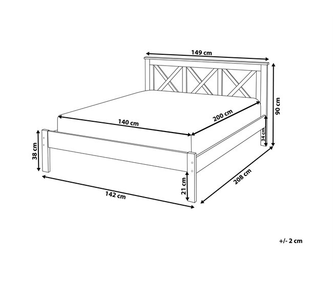 Beliani Cama Pinho TANNAY 149x208 Branco