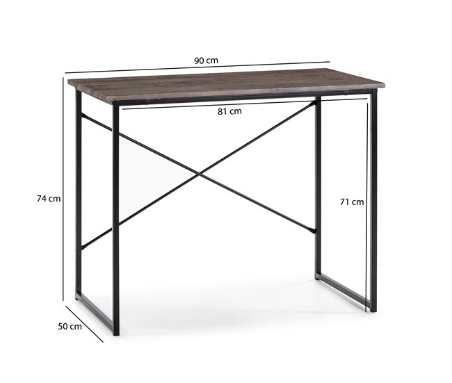  Mesa de escritório Cáceres 90x50 Preto