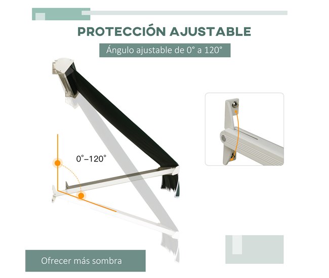 Toldo Manual Retrátil Aluminio e Poliéster Outsunny 180x70 Verde