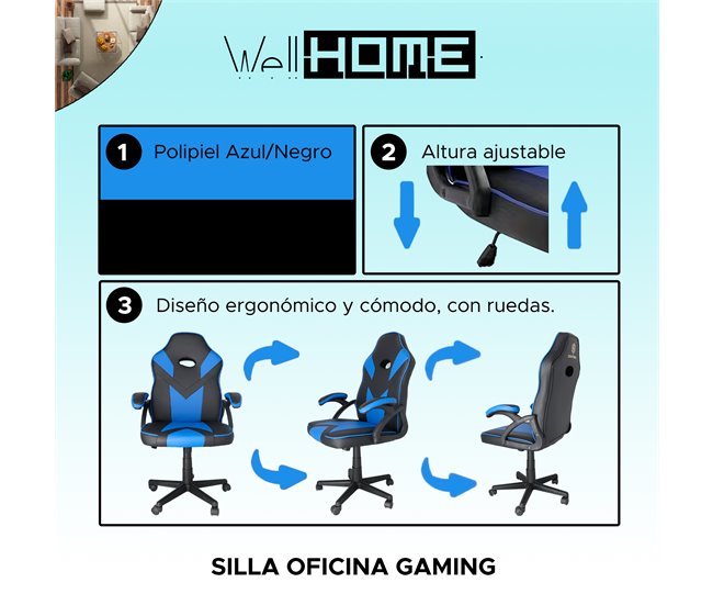Cadeira de escritório para jogos Azul