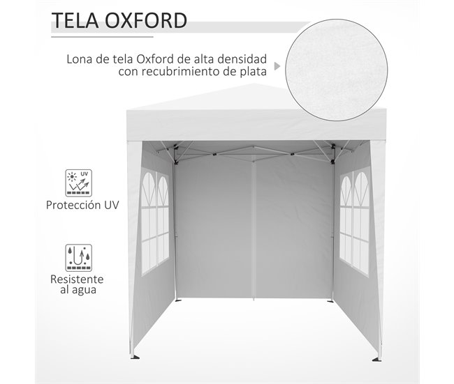 Tenda Dobrável Aço e Tecido de Oxford Outsunny 200x200 Branco