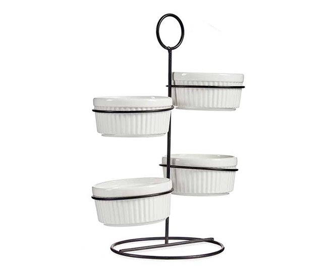 Conjunto de 4 taças redondas + prateleira me coleção VESSIA Branco