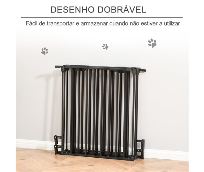 Barreira de Segurança Animais Metal e Plástico PawHut Preto