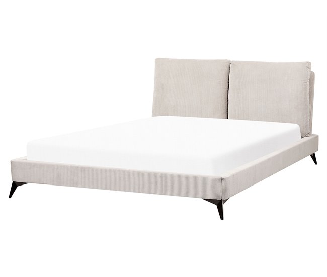 Beliani Cama com estrado Bombazine MELLE 175x240 Bege