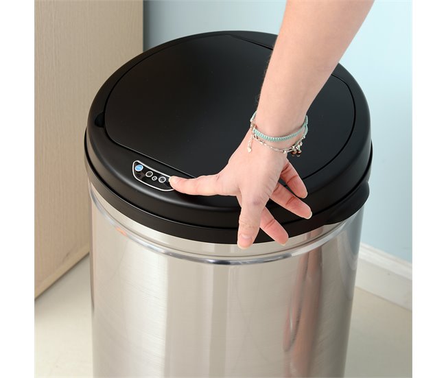 Caixote de Lixo Aço Inoxidável, ABS e PP HOMCOM, casa - cozinha Cinza