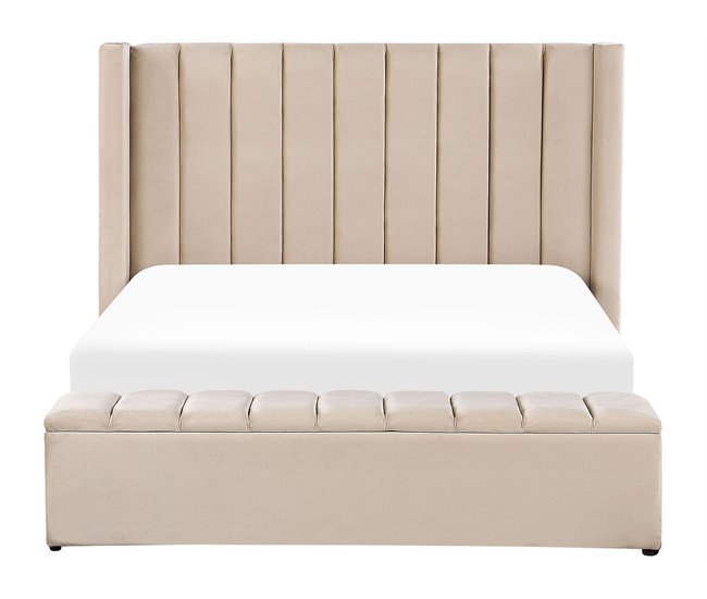 Beliani Cama de água Veludo NOYERS 190x247 Bege