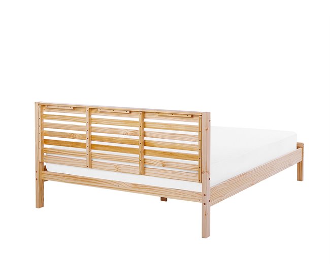 Beliani Cama com estrado Madeira de seringueira CARNAC 165x210 Castanho