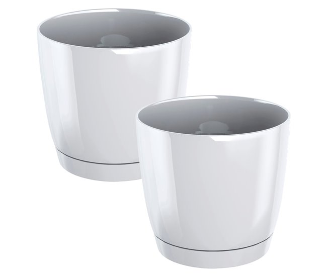 2x pote redondo de plástico coubi redondo P Branco