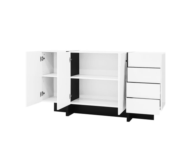 Aparador, 2 portas, 4 gavetas, sala de estar, sala de jantar Branco