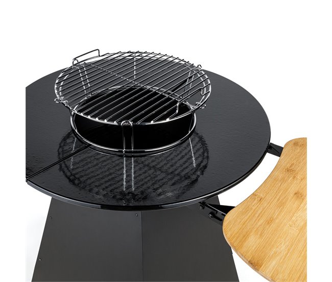 Braseiro de carvão vegetal com placa de ferro fundido esmaltado Preto