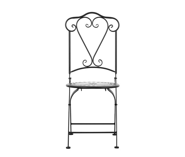 Conjunto de 2 cadeiras bistrô de metal para exterior Preto
