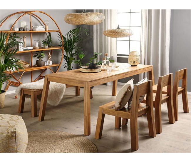 Beliani Conjunto de comedor LIVORNO Castanho
