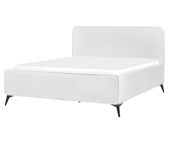 Beliani Cama com estrado Bouclé VALOGNES 172x220 Branco