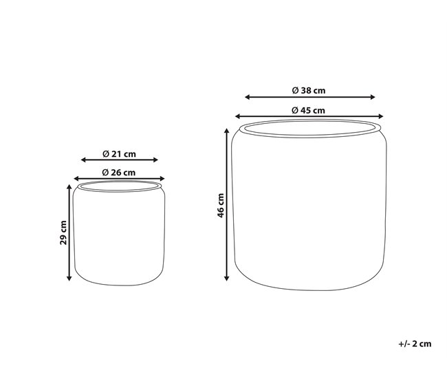 Beliani Conjunto de 2 vasos para plantas BRODIEA Castanho Claro