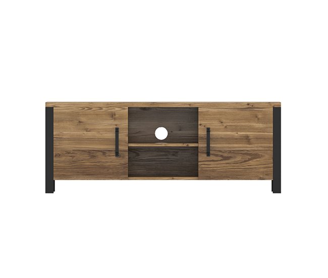 Suporte de TV de 2 portas em madeira de Lyam Madeira