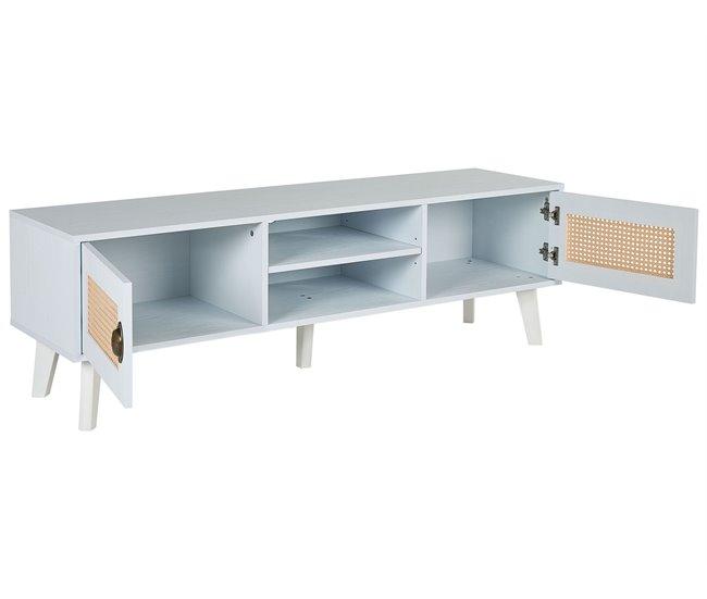 Beliani Mesa de TV PARTON 140 Branco/ Bege