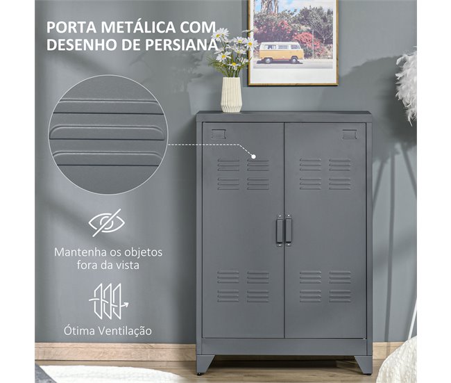 Armário de Metal Metal HOMCOM Cinza