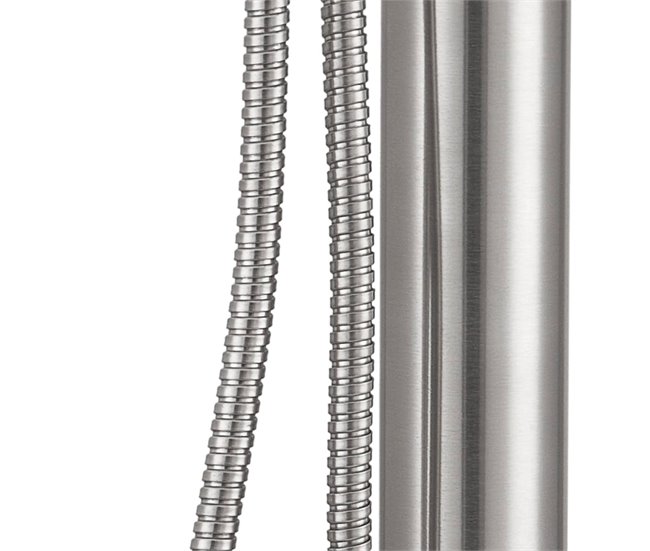 Sined ORISTANO Mini banhista exterior em aço inoxidável 316L com chuveiro de mão, Inox Cinza
