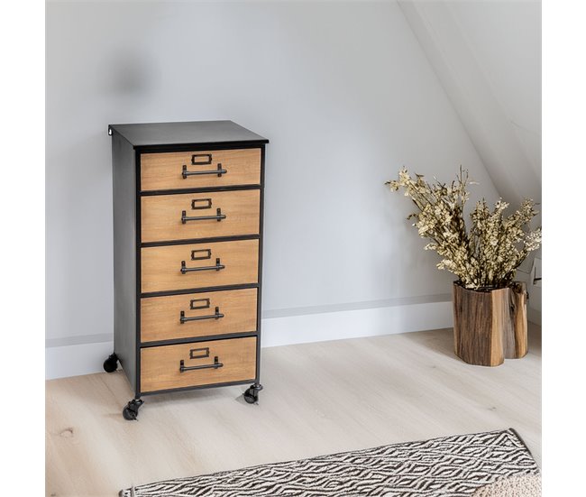 WELL HOME - Gaveta para arquivos com decoração retrô Preto