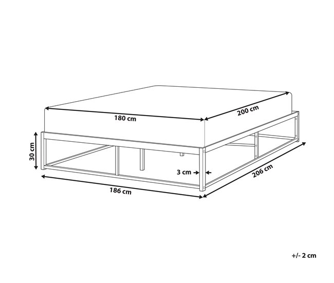 Beliani Cama com estrado Ferro VIRY 186x206 Branco