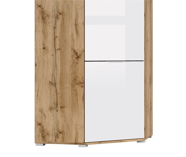 Armário de canto de 2 portas Selma Natural/ Branco