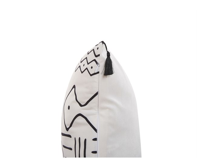 Beliani Almofada decorativa SCHEFFLERA 45x45 Branco/ Preto