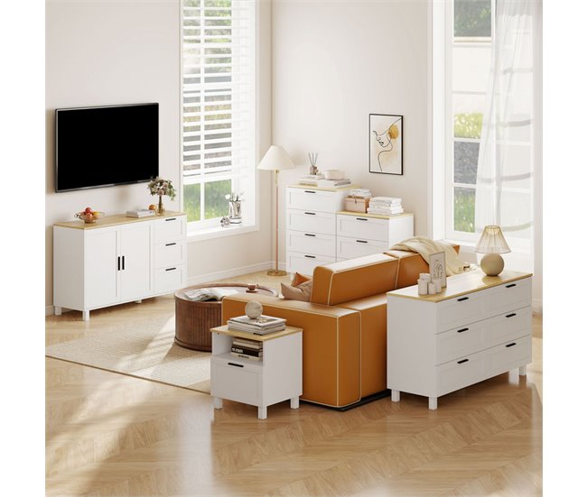 Aparador Melamina de Madeira, MDF HOMCOM Branco