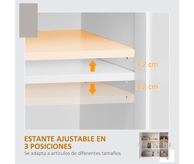 Aparador Melamina de Madeira HOMCOM 90 Branco