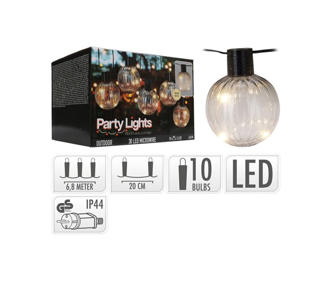 Grinalda com luzes LED BOLA 6,8 metros Preto