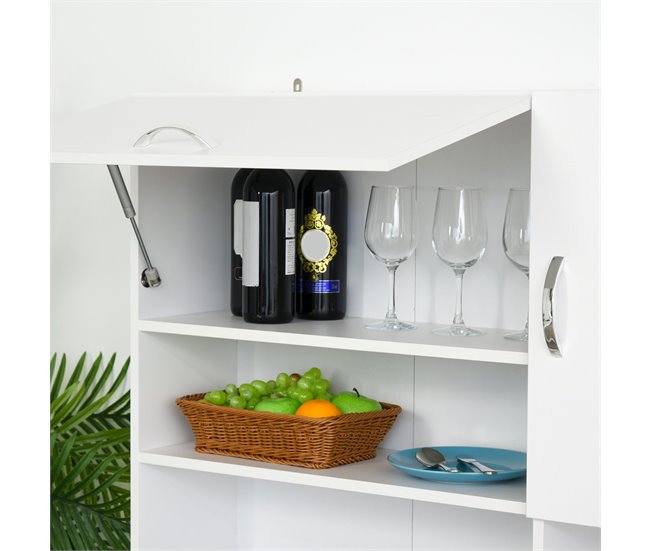 Armário de Cozinha Melamina de Madeira, Metal e Plástico HOMCOM 100 Branco