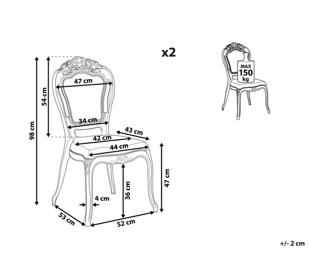 Beliani Silla para eventos VERMONT Transparente