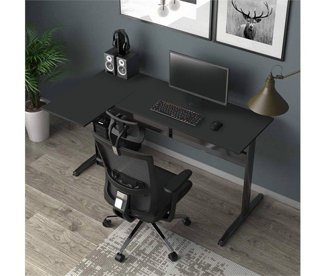 Mesa com efeito de madeira Preto