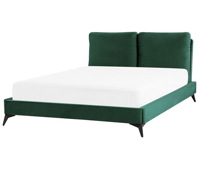 Beliani Cama Veludo MELLE 156x233 Cinza
