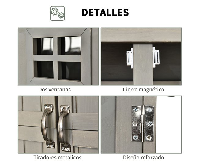 Abrigo de Armazenamento Madeira de Abeto Outsunny Cinza