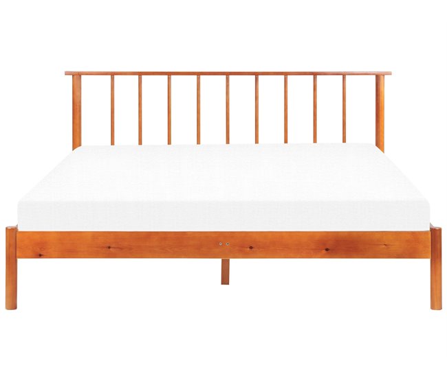 Beliani Cama com estrado Pinho BARRET 176x209 Castanho