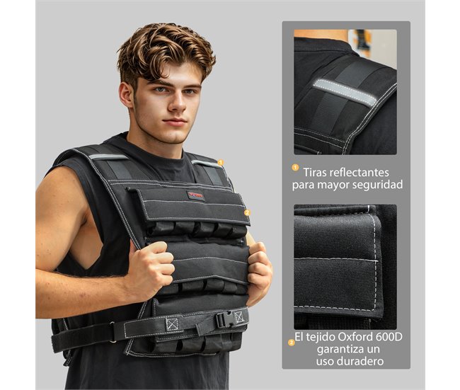 Colete de Pesos Tecido Oxford e Metal SPORTNOW Preto