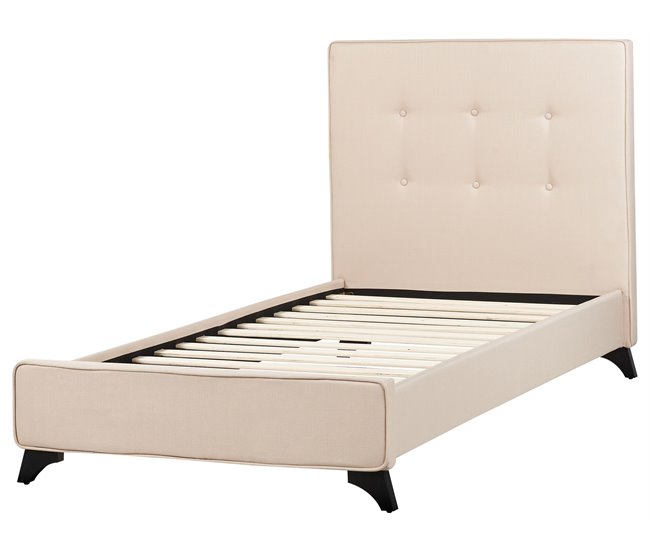 Beliani Cama com estrado Poliéster AMBASSADOR 102x216 Bege