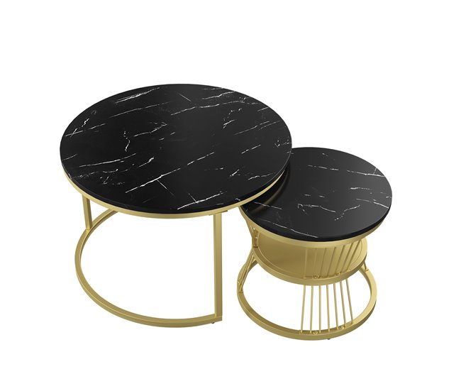 Conjunto de duas peças, mesa de centro, mesa lateral 70x70 Branco