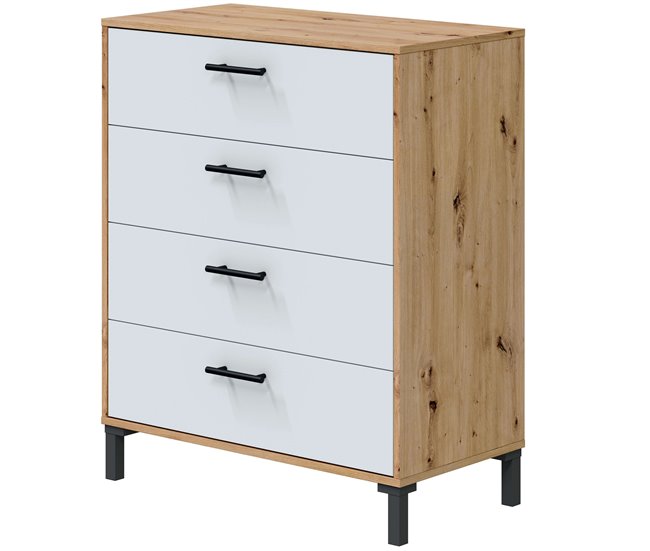 Cômoda nórdica para quarto com 4 gavetas