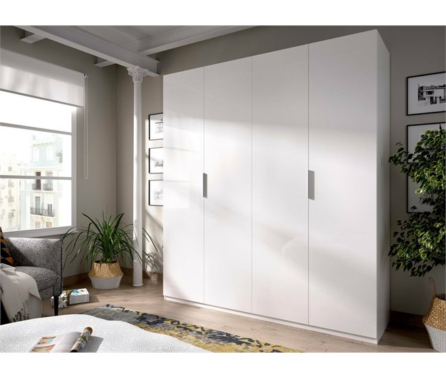 Guarda-roupa grande com efeito de madeira Branco