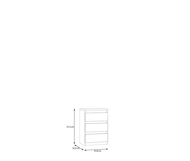 Mesa de cabeceira 3 gavetas NEVADA II Branco