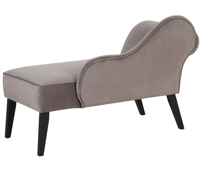Beliani Chaise longue versão à esquerda Veludo BIARRITZ Cinza Escuro