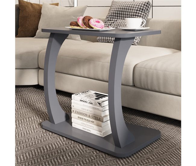 Mesa de apoio em forma de C Stattela [en.casa] 59x35 Branco